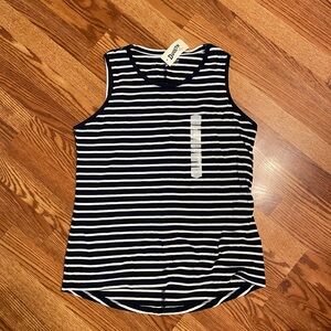 Duluth Trading Co Navy and White Striped Tank Top